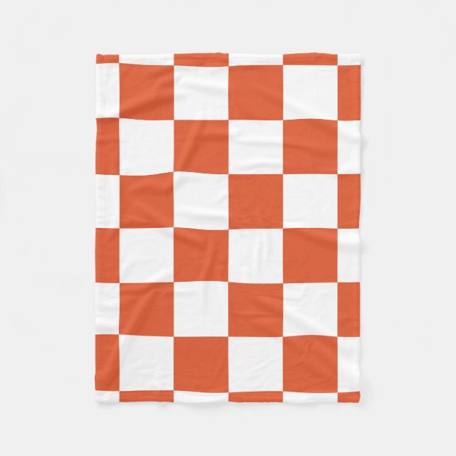 Couverture Polaire Motif à carreaux orange et blanc (Devant)