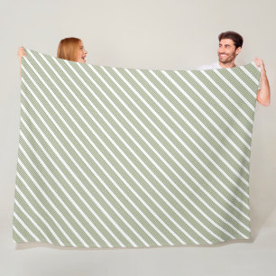 Couverture Polaire Motif à cinq bandes vert et blanc olive