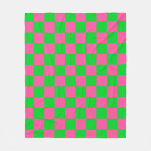 Couverture Polaire Motif À damiers chèque rose vert