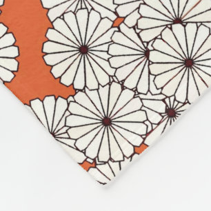 Couverture Polaire Motif à fleurs Art déco - crème sur rouille