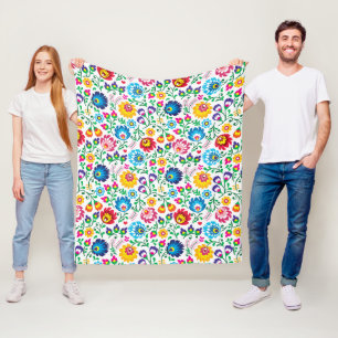 Couverture Polaire Motif à fleurs d'art populaire 2