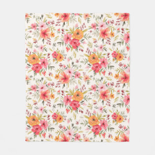 Couverture Polaire Motif à fleurs Orange Doodle Garden