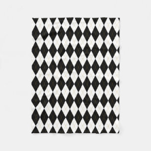 Couverture Polaire Motif à motifs de losanges d'or du blanc   du noi