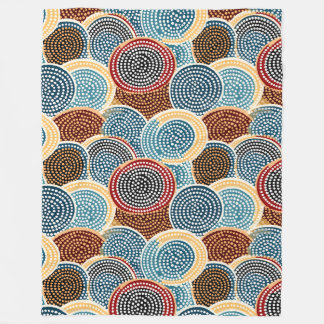 Couverture Polaire Motif à points Cercle Bleu, Brown et Crème