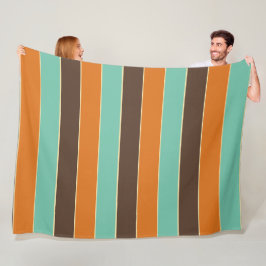 Couverture Polaire Motif à rayures vert, noir et orange