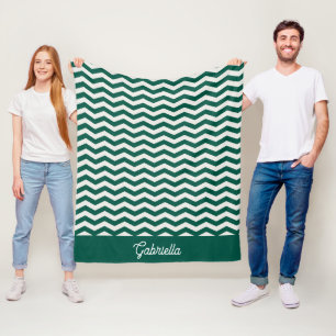 Couverture Polaire Motif à rayures zig zag Chevron vert sarcelle