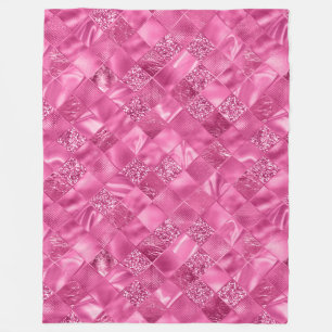 Couverture Polaire Motif à tissage Carré rose chaud