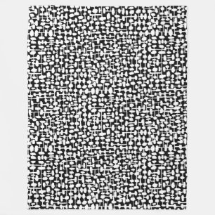 Couverture Polaire motif Abstrait 190621 Noir sur blanc polaire Blan
