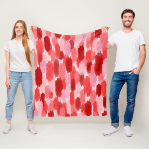 Couverture Polaire Motif Abstrait à Traits de Rose Rouge