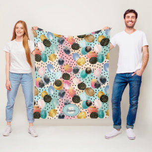 Couverture Polaire Motif Abstrait brosse et Pointe Polka