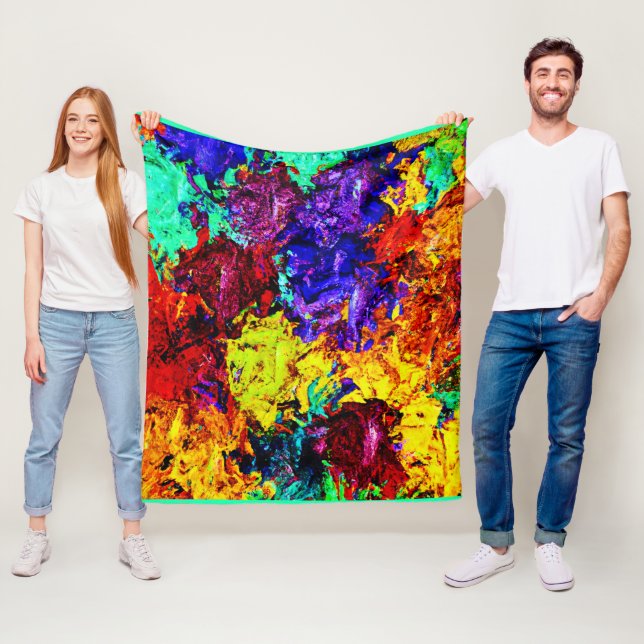 Couverture Polaire Motif Abstrait coloré (En situation)