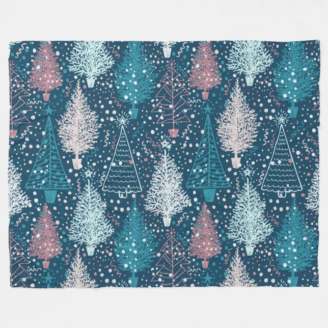 Couverture Polaire Motif Abstrait des arbres de Noël (Devant (Horizontal))