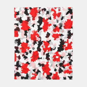 Couverture Polaire Motif Abstrait irrégulier Rouge noir blanc