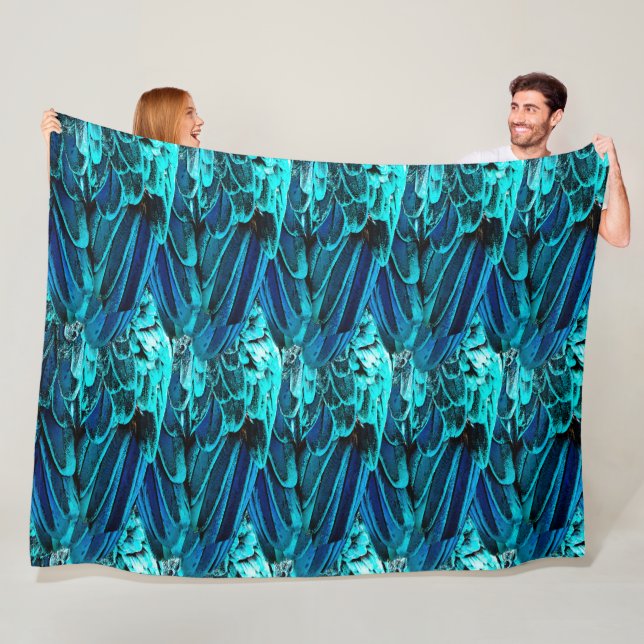 Couverture Polaire Motif abstrait moderne dans les tons émeraude et b (En situation)