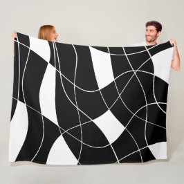 Couverture Polaire motif abstrait moderne noir et blanc