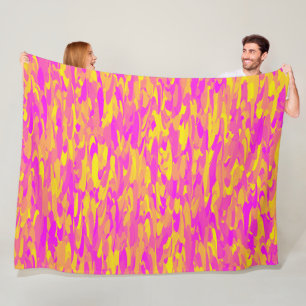 Couverture Polaire Motif Abstrait rose jaune orange