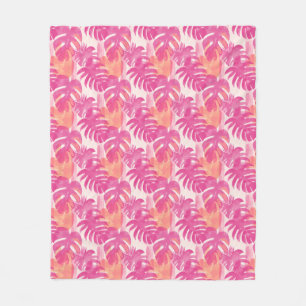 Couverture Polaire Motif abstrait simple avec feuilles de monstera, f