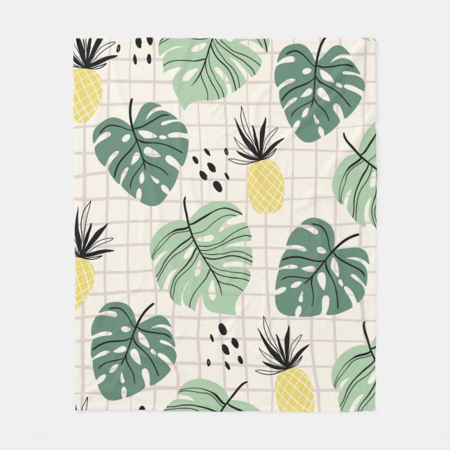 Couverture Polaire Motif Abstrait tropical sans couture avec feuille  (Devant)