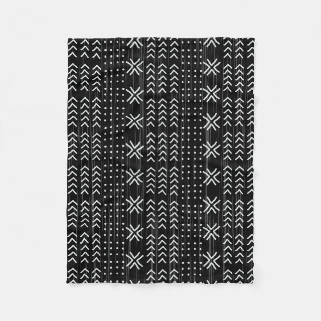 Couverture Polaire Motif africain de la nappe blanche noire moderne (Devant)