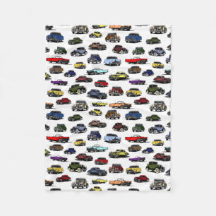 Couverture Polaire Motif aléatoire des voitures d'époque