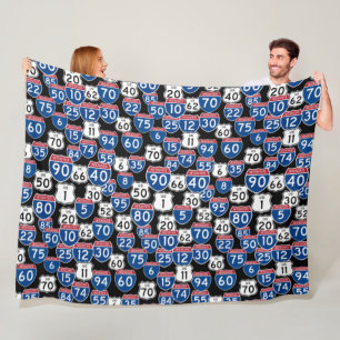 Couverture Polaire Motif aléatoire sur la route américaine amusant