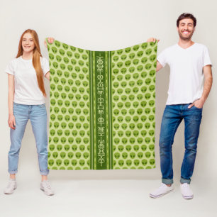 Couverture Polaire Motif Alien vert mignon avec votre nom dans Glyphe