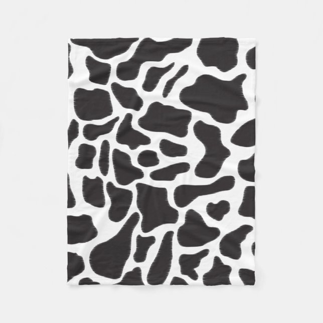 Couverture Polaire Motif animal à tache de vache noire et blanche (Devant)