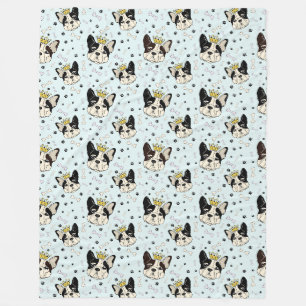 Couverture Polaire Motif animal cool - Chien taureau mou avec Couronn