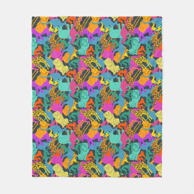 Couverture Polaire Motif animal de silhouettes (Devant)