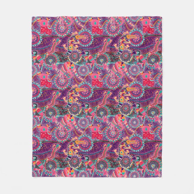 Couverture Polaire Motif animal de style ethnique (Devant)