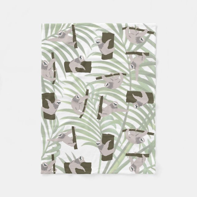 Couverture Polaire Motif animal mignon Sloth en forêt sauvage (Devant)