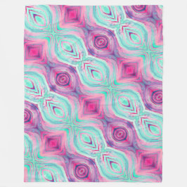 Couverture Polaire Motif Aqua Rose Violet Boho