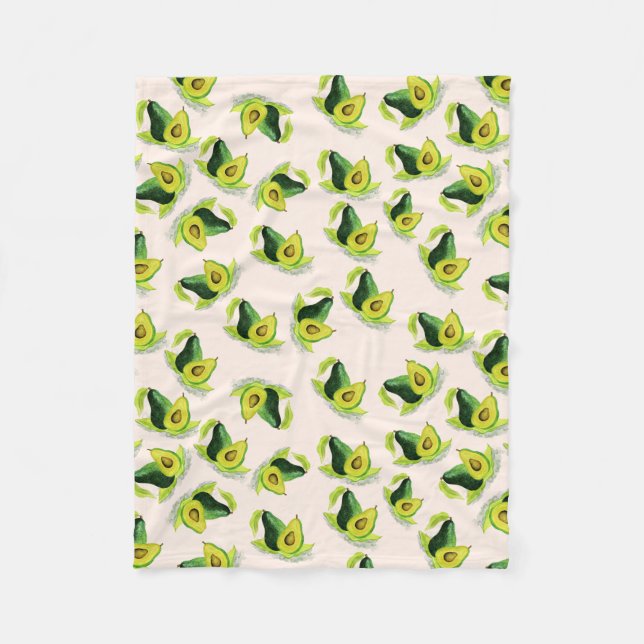 Couverture Polaire Motif Aquarelle Avocados Vert (Devant)