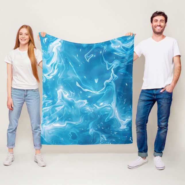 Couverture Polaire Motif aquatique Aqua Blue Pool (En situation)