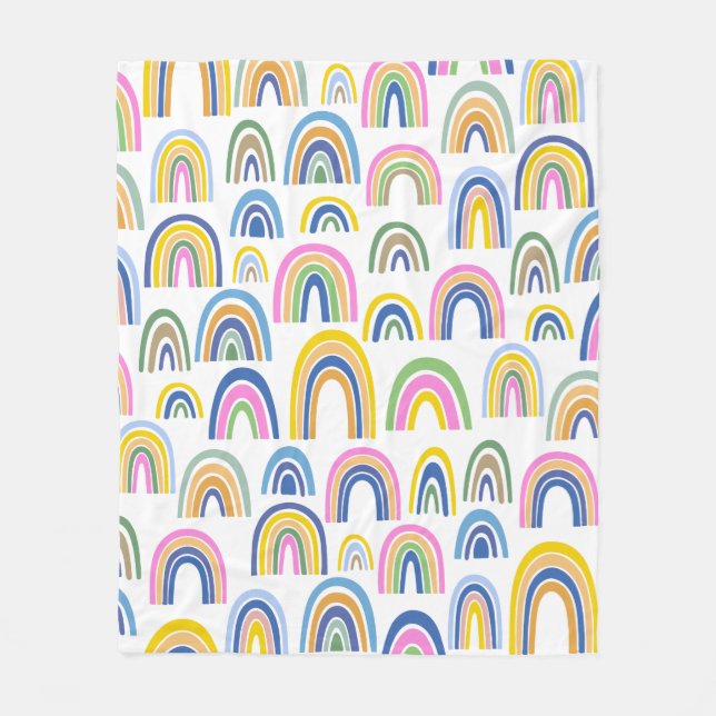 Couverture Polaire Motif arc-en-ciel couleur mignon en rose et jaune (Devant)
