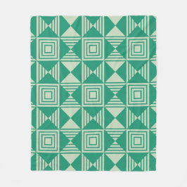 Couverture Polaire Motif Art déco géométrique triangle Carré vert