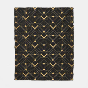 Couverture Polaire Motif Art déco. Simples grappes noir et or