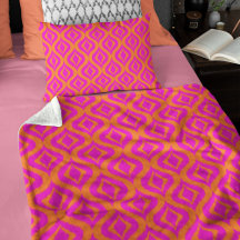 Motif Art Ikat Ogee Été Rose Chaud Orange Gras