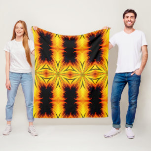 Couverture Polaire Motif artistique abstrait jaune et marron