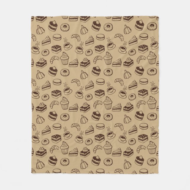 Couverture Polaire Motif avec des gâteaux, des desserts et la (Devant)