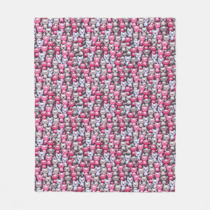 Couverture Polaire motif avec les chats mignons 2 de griffonnage de