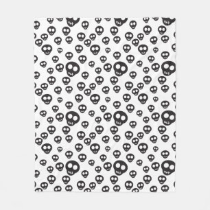 Couverture Polaire Motif avec les crânes noirs sur le blanc