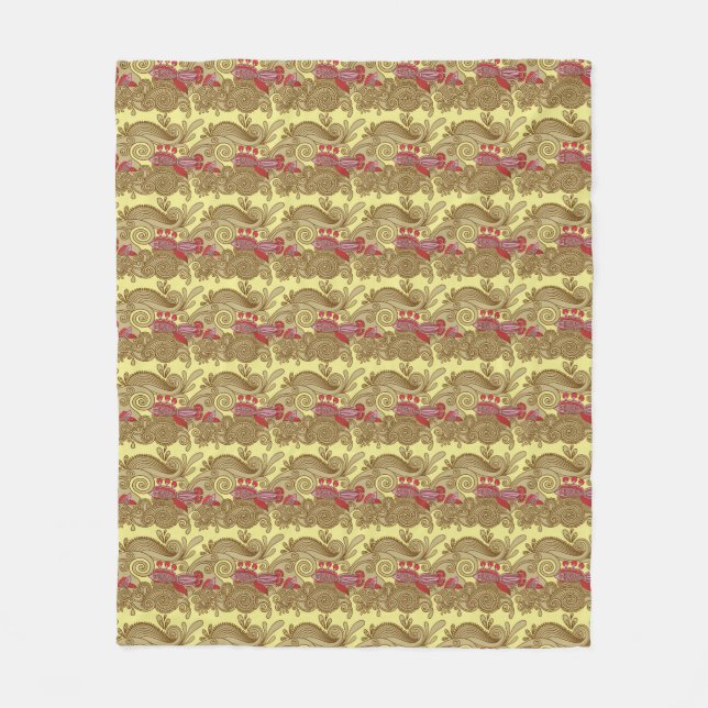 Couverture Polaire Motif avec les poissons et la vague (Devant)