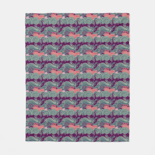 Couverture Polaire Motif avec les poissons et la vague pourpre