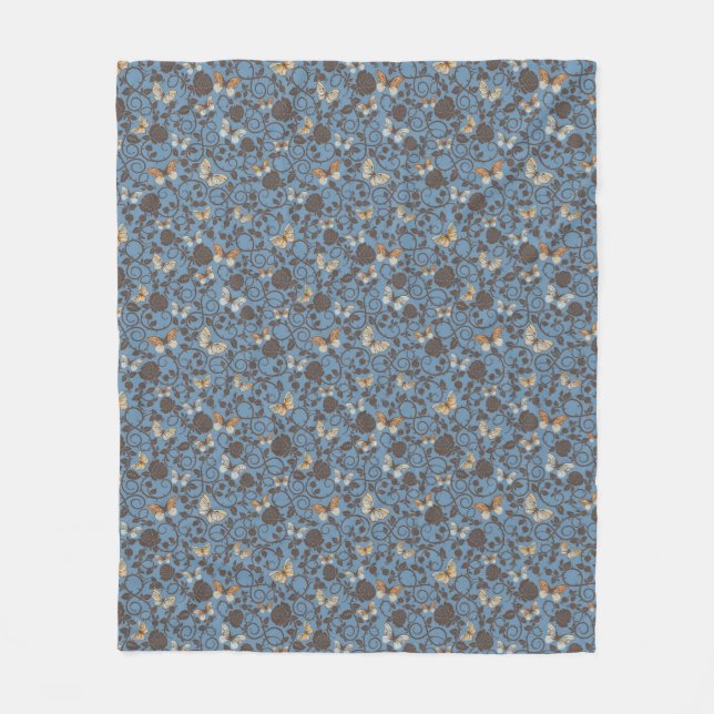 Couverture Polaire motif avec les roses et le papillon (Devant)