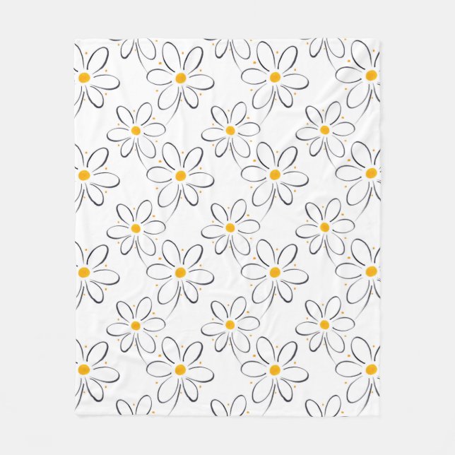 Couverture Polaire 'Motif blanc de marguerite' (Devant)