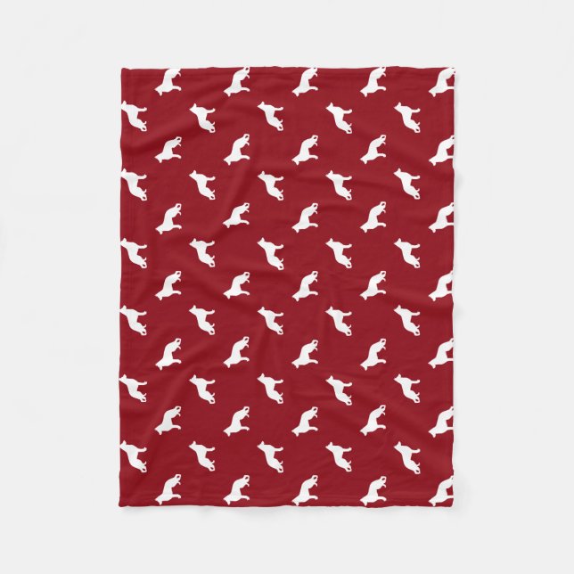 Couverture Polaire Motif blanc de silhouettes de chien de berger (Devant)