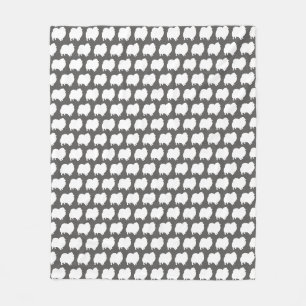 Couverture Polaire Motif blanc de silhouettes de Pomeranian