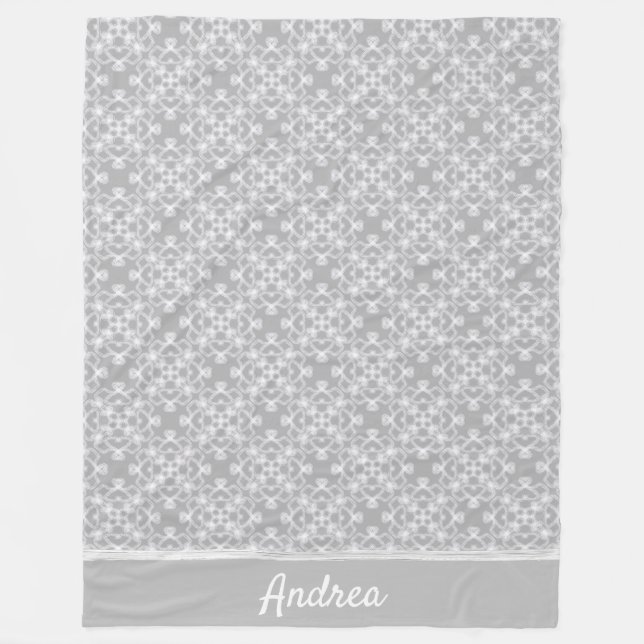 Couverture Polaire Motif blanc et gris personnalisé (Devant)