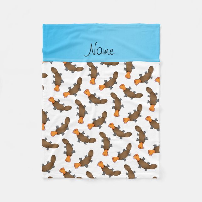 Couverture Polaire Motif blanc nommé personnalisé d'ornithorynque (Devant)